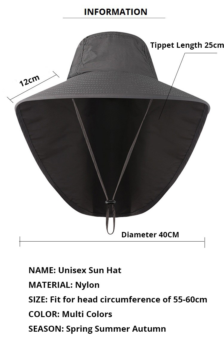 Breathable Mesh Bucket Hat With Neck Flap Outdoor Long Oversize Bucket Hat Fishing Hats 12