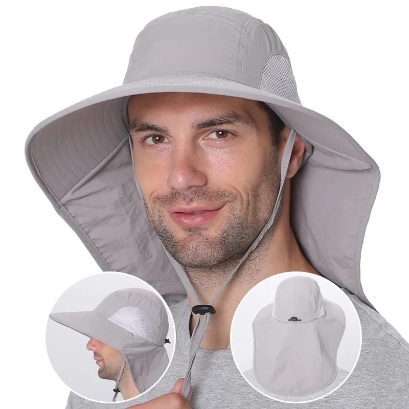 Breathable Mesh Bucket Hat With Neck Flap Outdoor Long Oversize Bucket Hat Fishing Hats 7